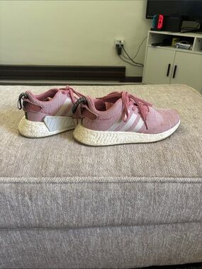 adidas Pink Knit Women's Sneakers with White Stripes